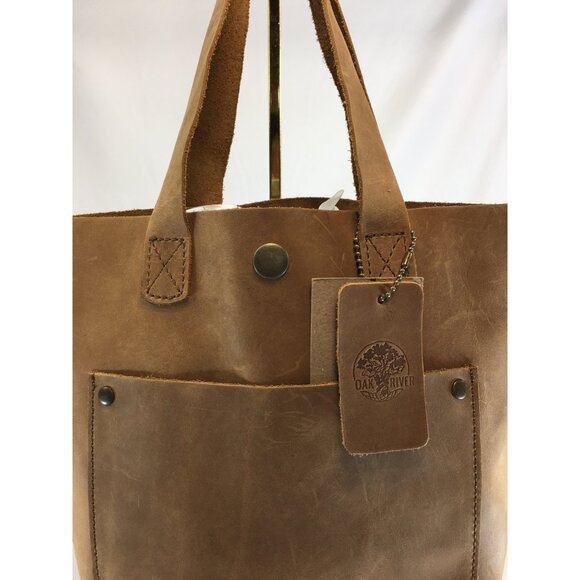 Oak River Tote Shoulder Bag Leather Brown with Detachable Strap - NWT - Picture 3 of 16